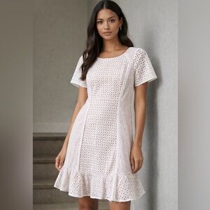 Anthropologie Cream Eyelet Mini Dress